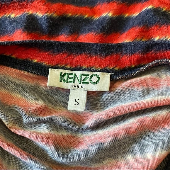 KENZO sz S Jungle Red White 2 Color Tie Tee Top - Picture 10 of 10